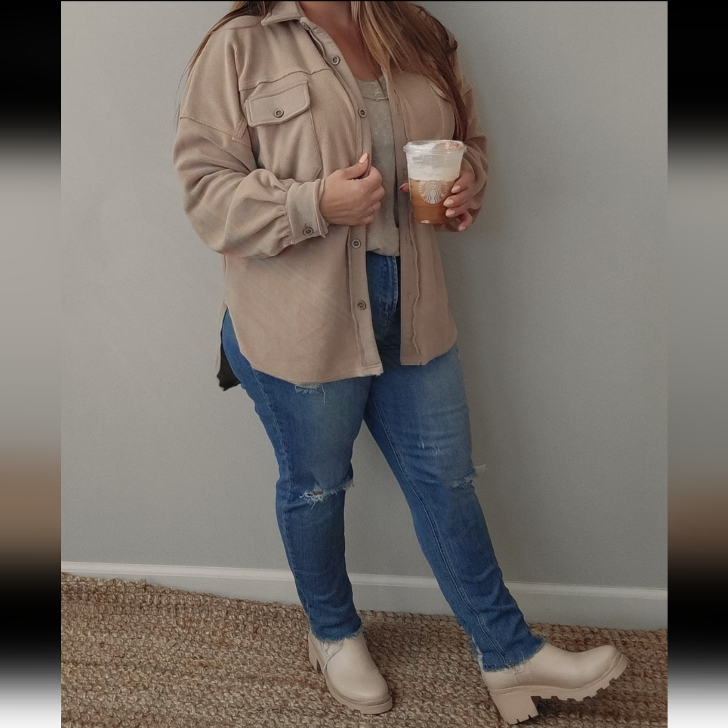 New Oversized Fleece Tan Jacket